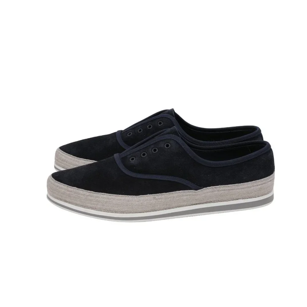 Prada Mens Espadrille Sneakers US8.5 UK7.5 Blue Grey Suede Slip On St Tropez - Picture 4 of 11